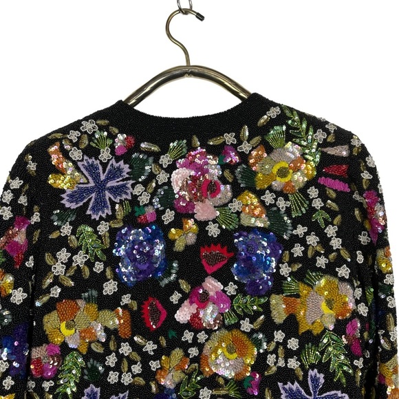 LAURENCE KAZAR VINTAGE BEAD EMBELLISHED EMBROIDERED HEAVY FLORAL EVENING JACKET - Picture 7 of 15